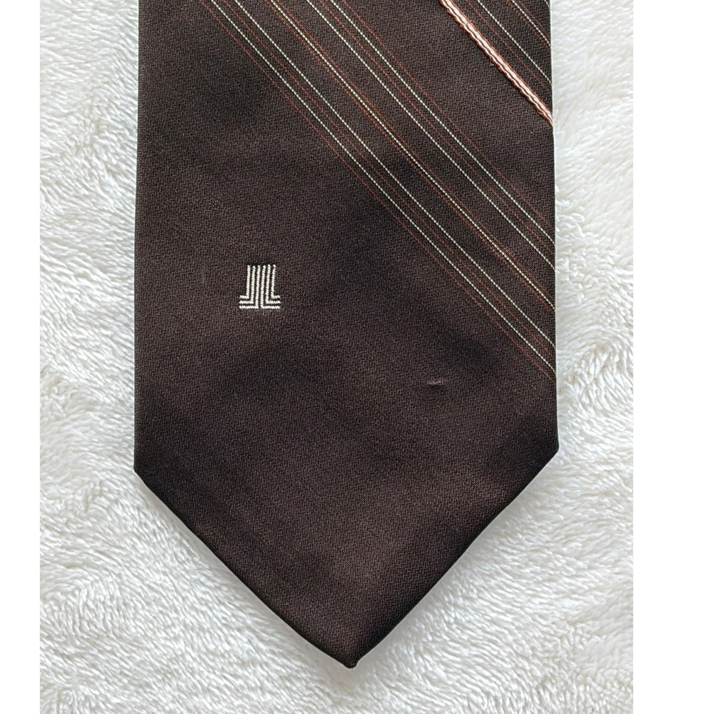 Lanvin Brown Vintage Striped Silk Blend Tie Mens OS Good
